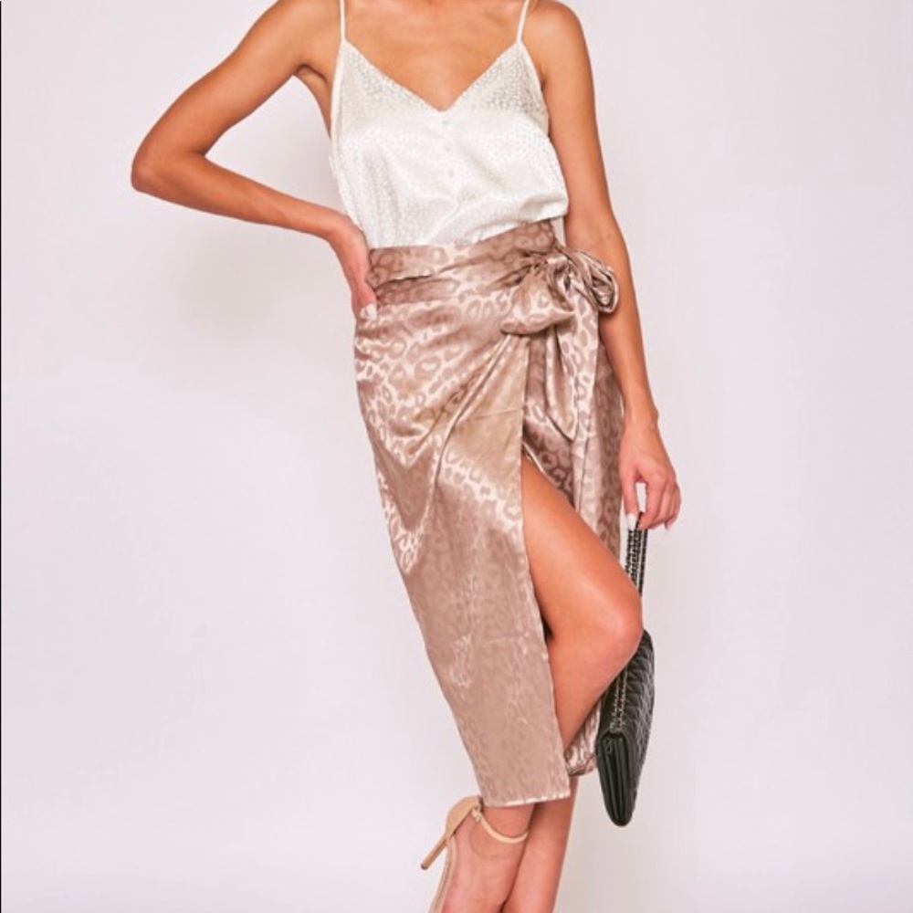 🥂JACQUARD SILK LEOPARD PRINT MIDI SKIRT